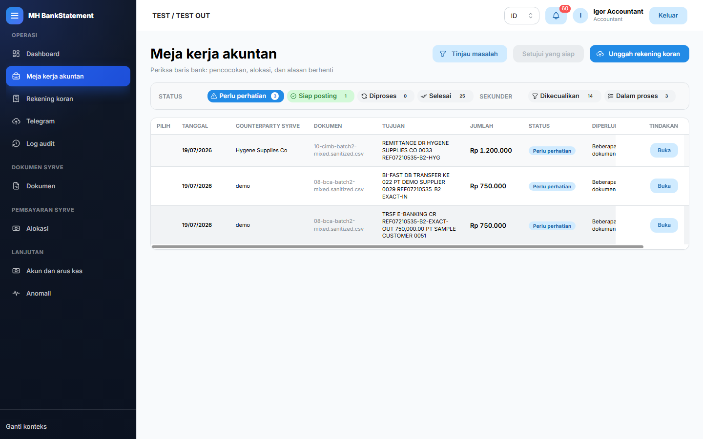 Meja kerja akuntan